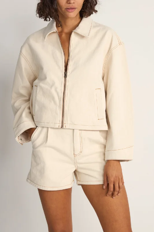 Utility Jackets for Practical Use-Capri Cropped Jacket Natural