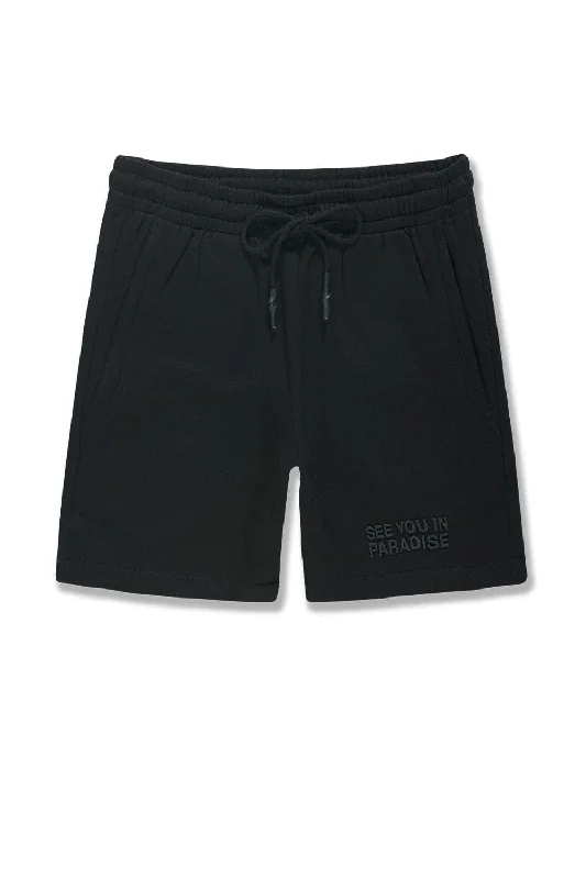 Cool Running Shorts for Maximum Ventilation-Big Men's Retro Paradise Tonal Shorts (Black)