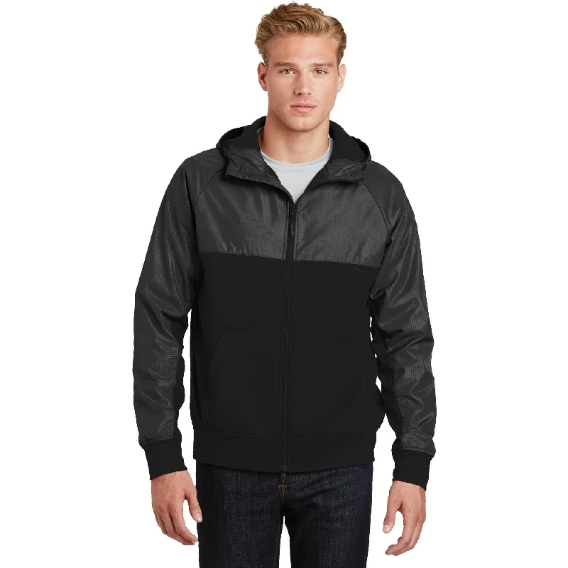 Rainproof Jackets for Outdoor Protection-CLOSEOUT - Sport-Tek Embossed Hybrid Full-Zip Hooded Jacket