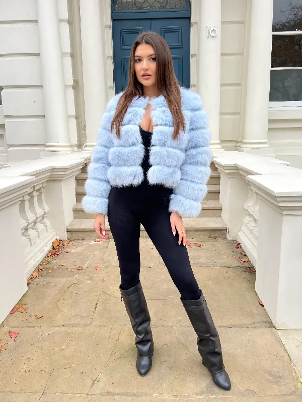 Casual Jackets for Everyday Wear-Baby Blue Premium Faux Fur Jacket