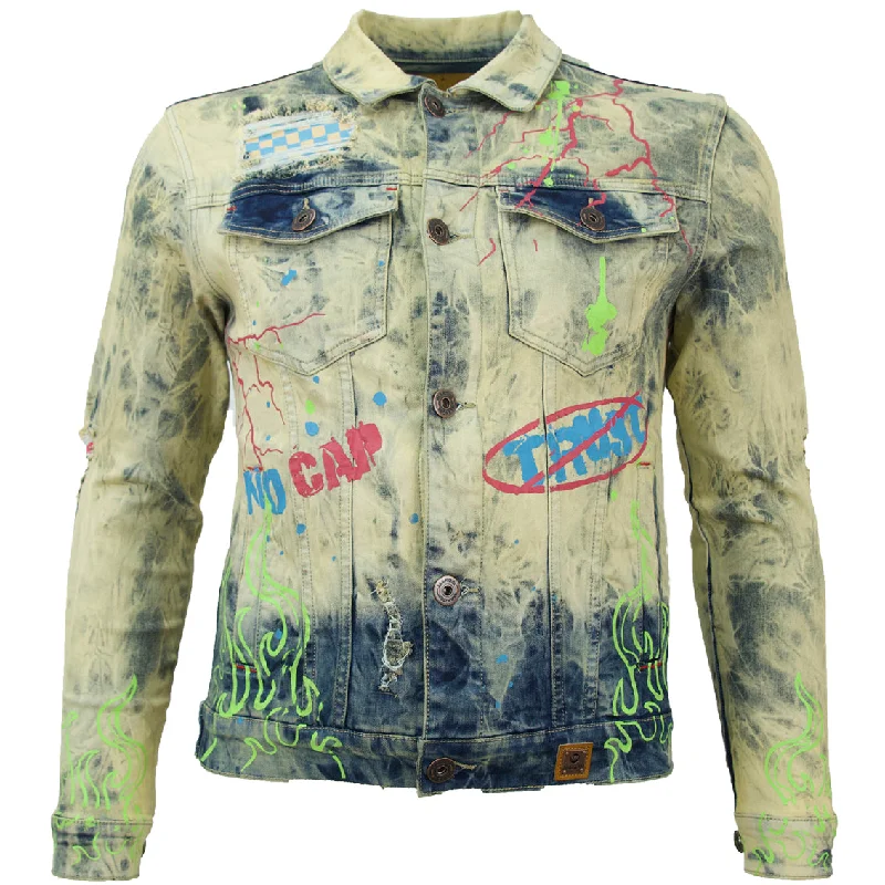 Performance Jackets for Running and Cycling-M1052 Makobi Fire Denim Jacket - Dirt Wash