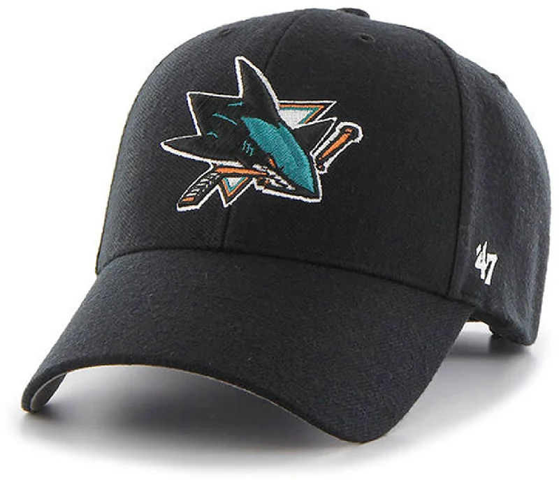 Classic Beanies for Cozy Comfort-San Jose Sharks 47 Brand MVP Adjustable Black NHL Cap