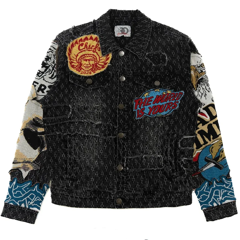 Fashion Jackets for Trendy Looks-F1055 Brave Heart Denim Jacket - Black