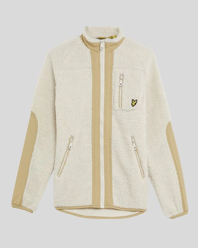 Fashion Forward Jackets for Statement Outfits-Kids Woven Trim Sherpa Fleece Jacket