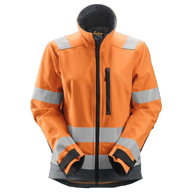 Water-Resistant Jackets for Outdoor Sports-Snickers 1237 AllroundWork, Women’s Hi-Vis Softshell Jacket Class 2/3 Various Colours