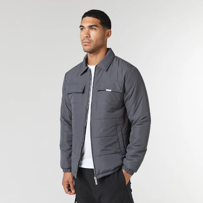 Insulated Jackets for Cold Weather Adventures-Quilted Overshirt Jacket | Charcoal