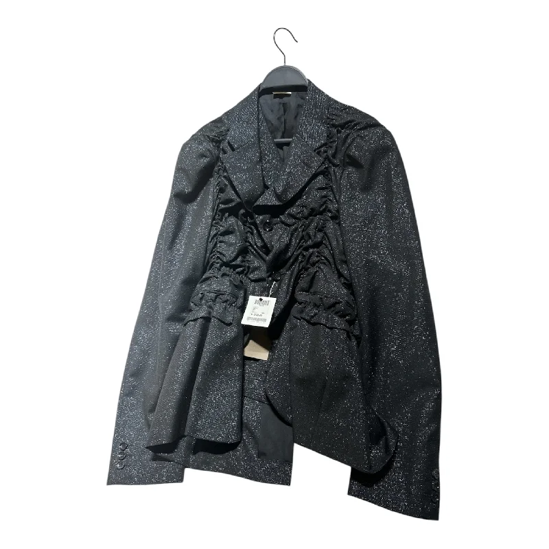 Full Zip Jackets for Versatile Styling-COMME des GARCONS HOMME PLUS/Tailored Jkt/L/Polyester/BLK/Glitter/RUFFLE JACKET