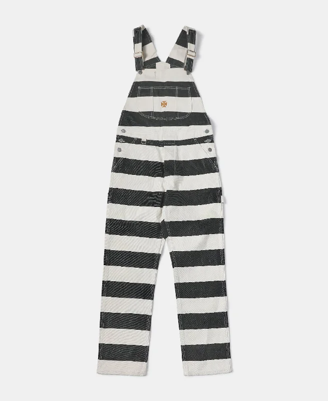 High-Performance Pants for Sports-16 oz Striped Canvas High Back Prisoner Overalls