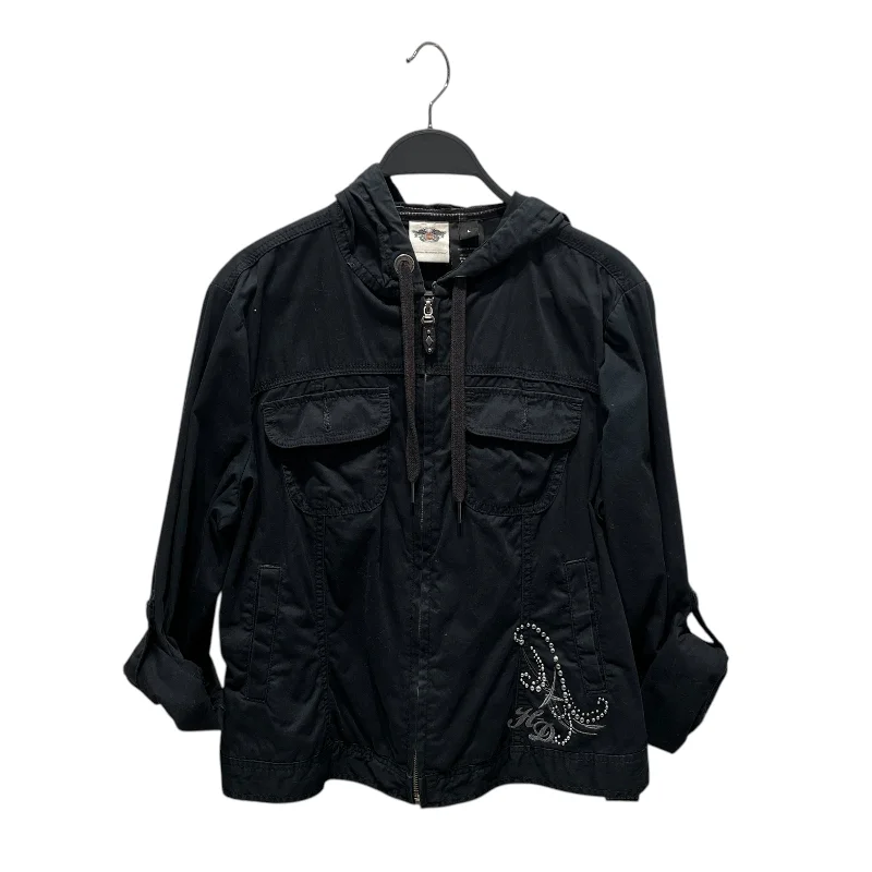 Lightweight Jackets for Spring and Fall-HARLEY DAVIDSON/Jacket/L/Cotton/BLK/flat stud embroidery hood