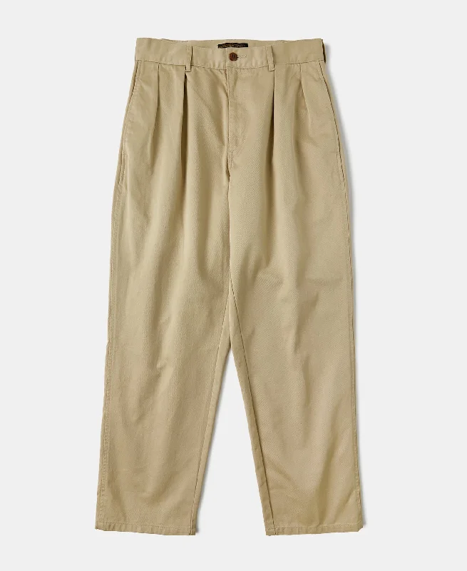 Vintage-Inspired Pants for Retro Style-Double-Pleat Relaxed Fit Twill Chino Trousers