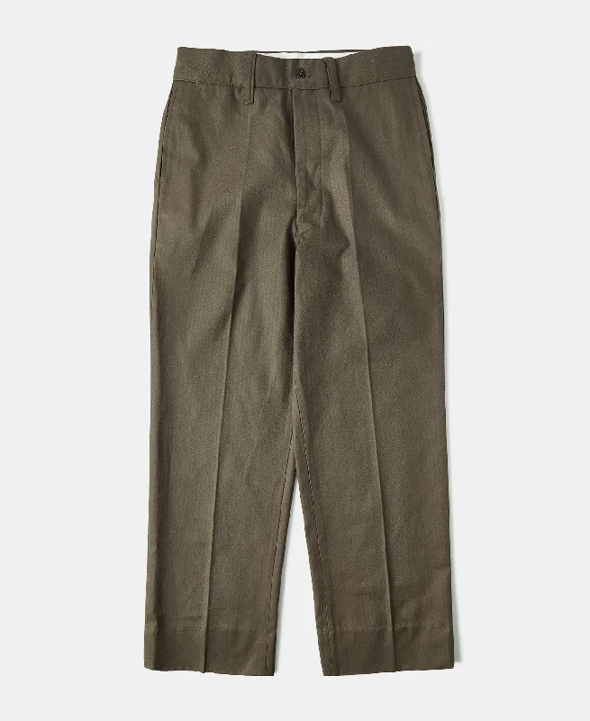 Casual Fit Pants for Easygoing Days-Lot 826 1940s Herringbone Work Trousers - Light Brown