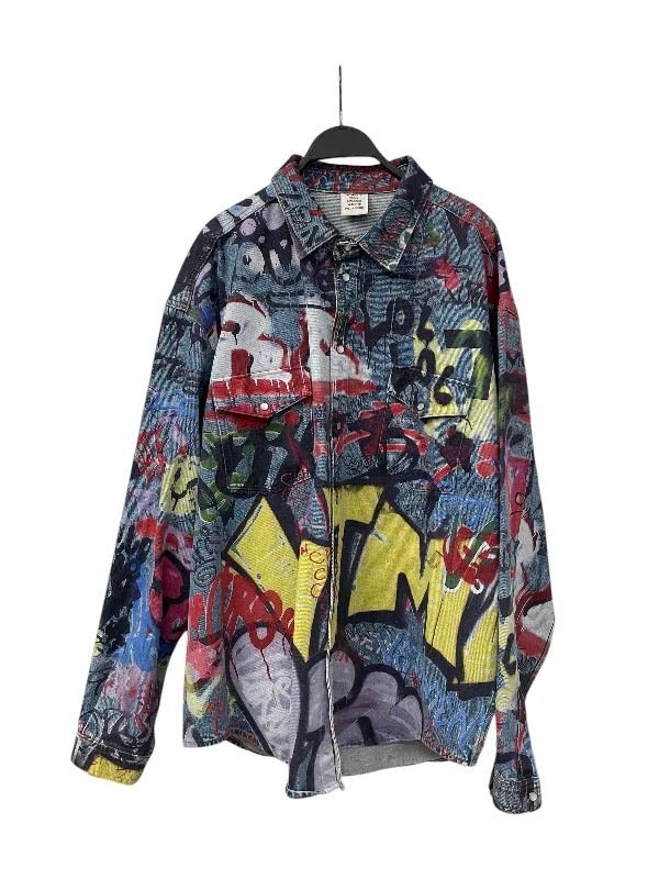 Performance Jackets for Hiking and Trekking-VETEMENTS/Denim JKT/Denim/IDG/All Over Print/UE52H920N/GRAFITTI VETEMENTS JACKET