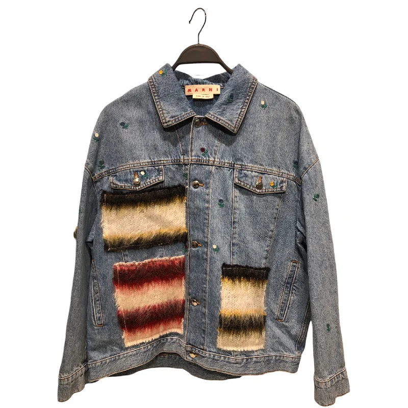 Bomber Jackets for a Cool Vibe-MARNI/Denim Jkt/40/Denim/BLU/MOHAIR PATCH DENIM JACKET