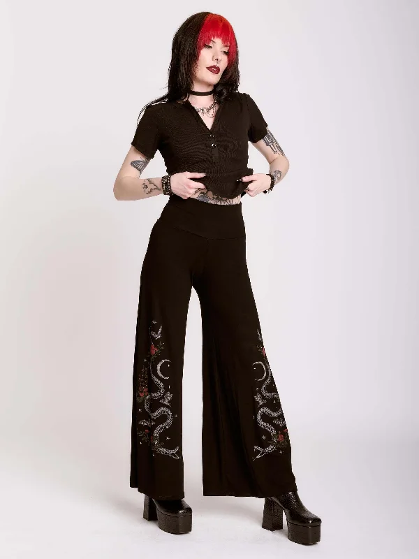 Work Pants for Tough Jobs-Snake Rose Palazzo Pant