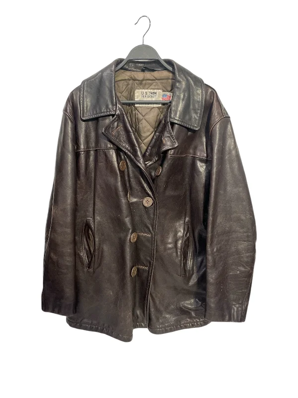 Heavy Duty Work Jackets for Tough Jobs-Schott/Leather Jkt/46/Leather/BRW/US740 PEA JACKET