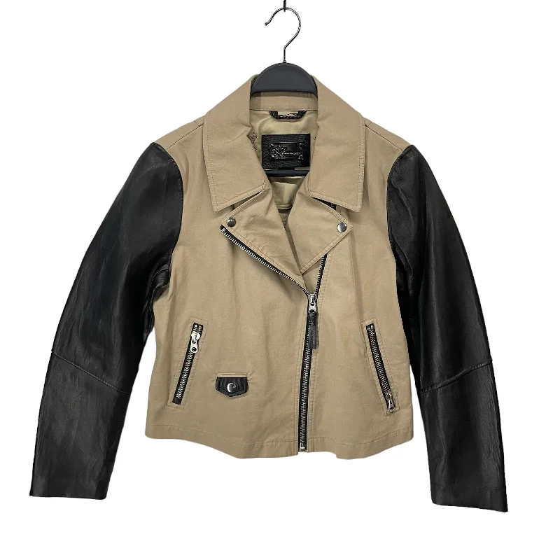 Puffer Jackets for Maximum Warmth-MACKAGE/Leather Jkt/M/Cotton/CRM/LEATHER SLEEVE/CROP JACKET