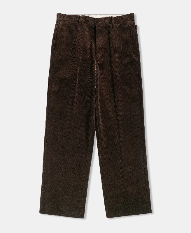 Outdoor Hiking Pants for Rugged Terrain-Lot 840 9.5 Wale 1940s Corduroy Work Pants - Dark Brown