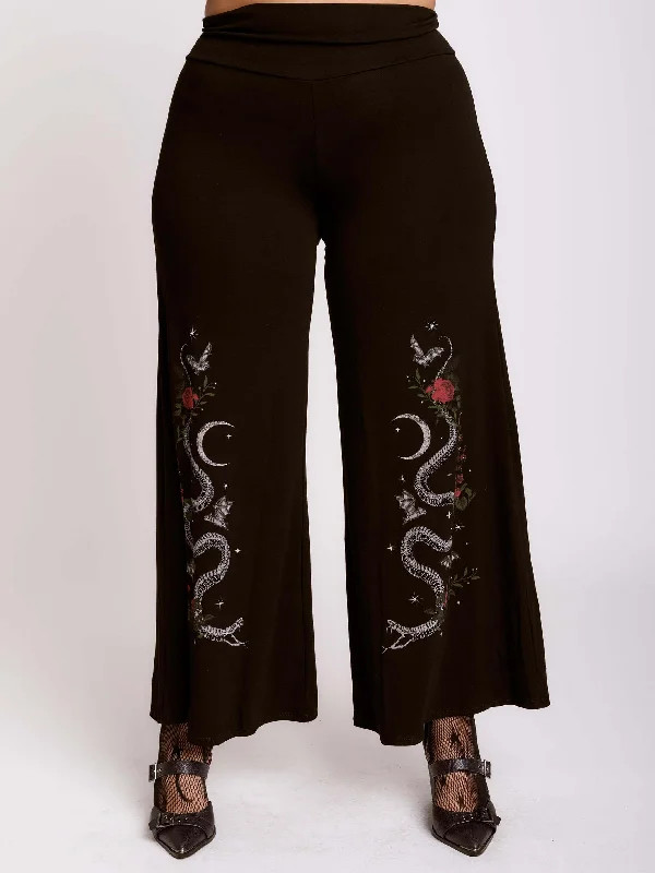 Tapered Pants for a Sleek Look-Snake Rose Palazzo Pant