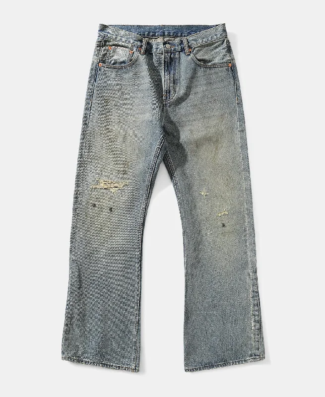 Long Pants for Fall and Winter Wear-14 oz Repaired Selvedge Denim Flared Jeans