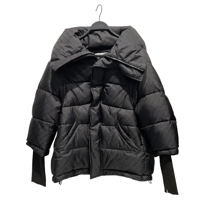 Fashionable Jackets for Fall and Winter-BALENCIAGA/Puffer Jkt/40/Polyester/BLK/All Over Print/Wardrobe Hooded Puffer Jacket