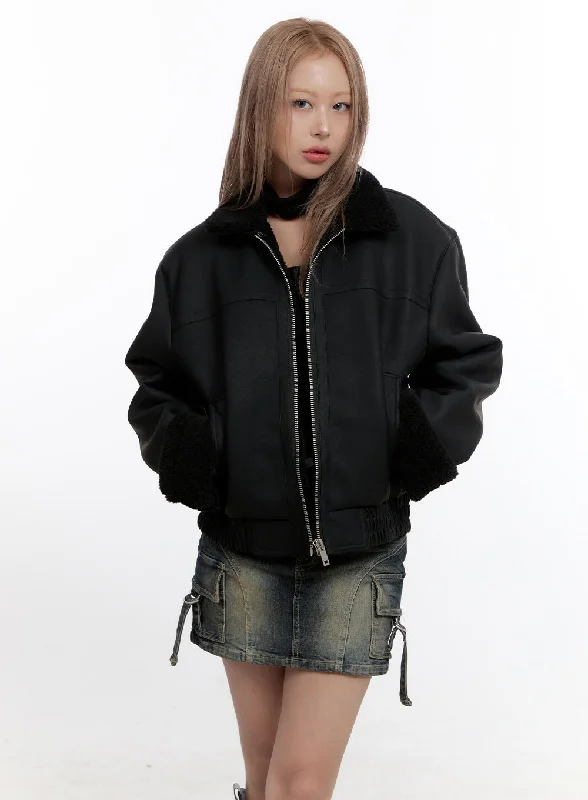 Casual Jackets for Chilly Weather-CozyChic Zip-Up Faux Fur Jacket CN425