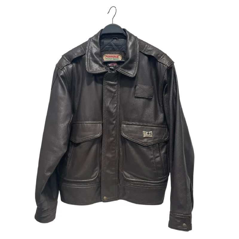 Hooded Jackets for Extra Comfort-PERRONE/Flight Jkt/L/Leather/BRW/AVIATION JACKET