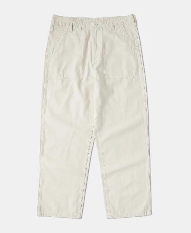 Stylish Sweatpants for Casual Days-OG-107 Satin Weave Fatigue Pants - White