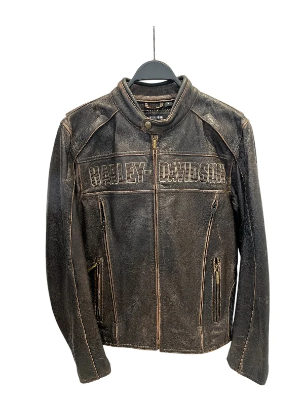 Reflective Jackets for Night Safety-HARLEY DAVIDSON/Leather Jkt/S/Leather/BRW/VINTAGE LOGO LEATHER JACKET