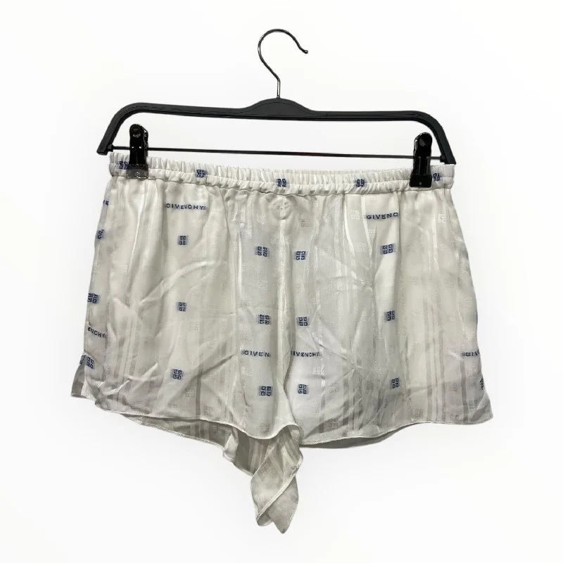 Bold Pattern Shorts for Statement Looks-GIVENCHY/Shorts/M/All Over Print/Silk/WHT/4G GIVENCHY LOGO